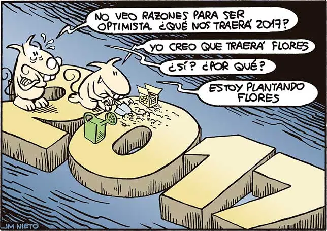 Humorteckning på spanska om hur året 2017 ska bli.